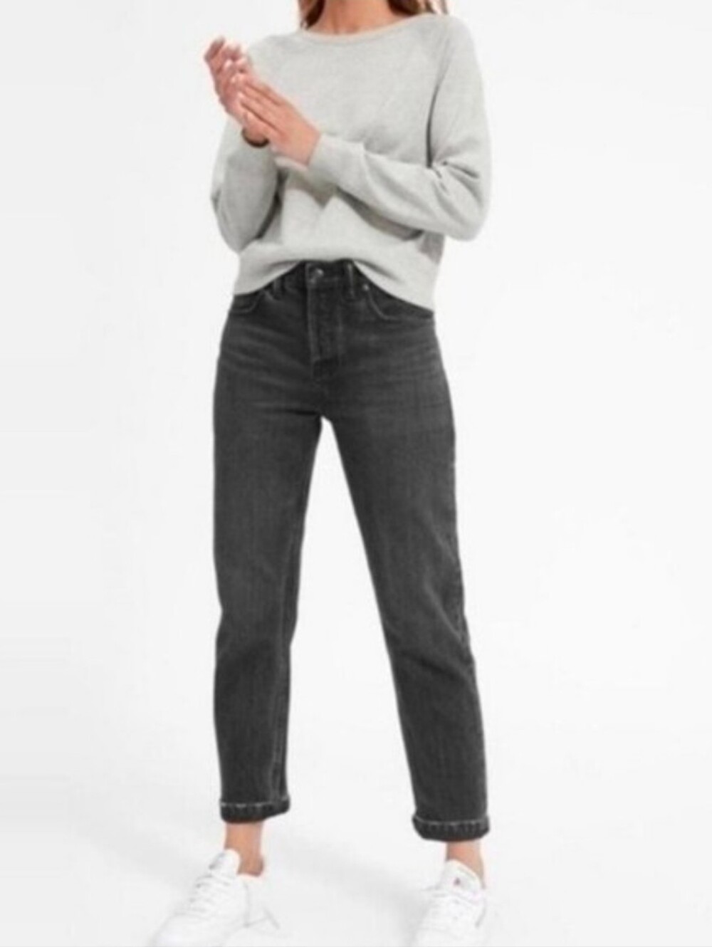 Everlane Boyfriend Jeans 100% Cotton Button Fly Charcoal Womens
